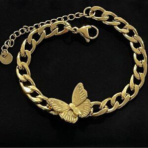 ✨Beautiful 18K Gold Plated Chain Bracelet with Butterfly 🦋